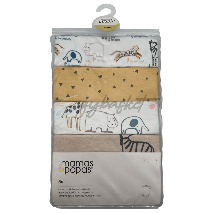 Mamas & Papas 5 Pack Cotton Short Sleeved Bodysuits - Image 2
