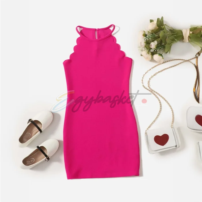 Scalloped Halter Neck Dress - Image 1