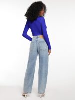 Long sleeve open neck ribbed shirts for women - Image 2