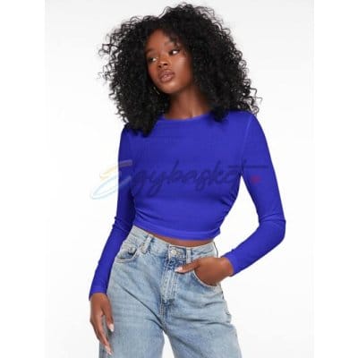 Long sleeve open neck ribbed shirts for women