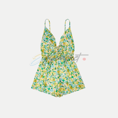 SHEIN WYWH Allover Floral Print Tie Front Cami Romper