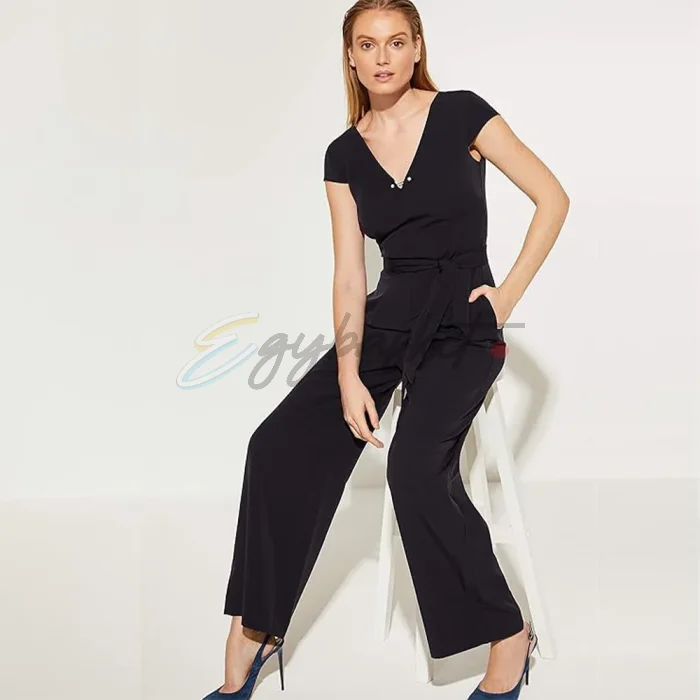 Elegant Black Cap-Sleeve Jumpsuit by Comma, S.Oliver - Image 1