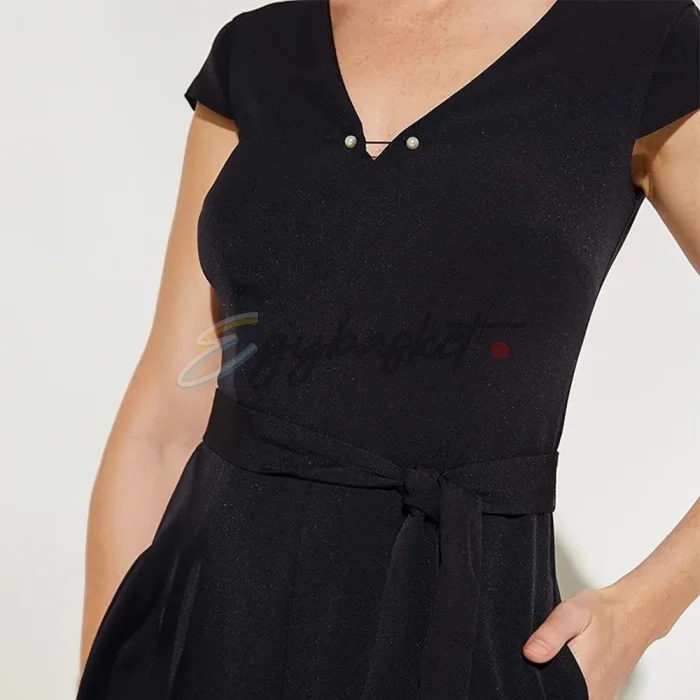 Elegant Black Cap-Sleeve Jumpsuit by Comma, S.Oliver - Image 3