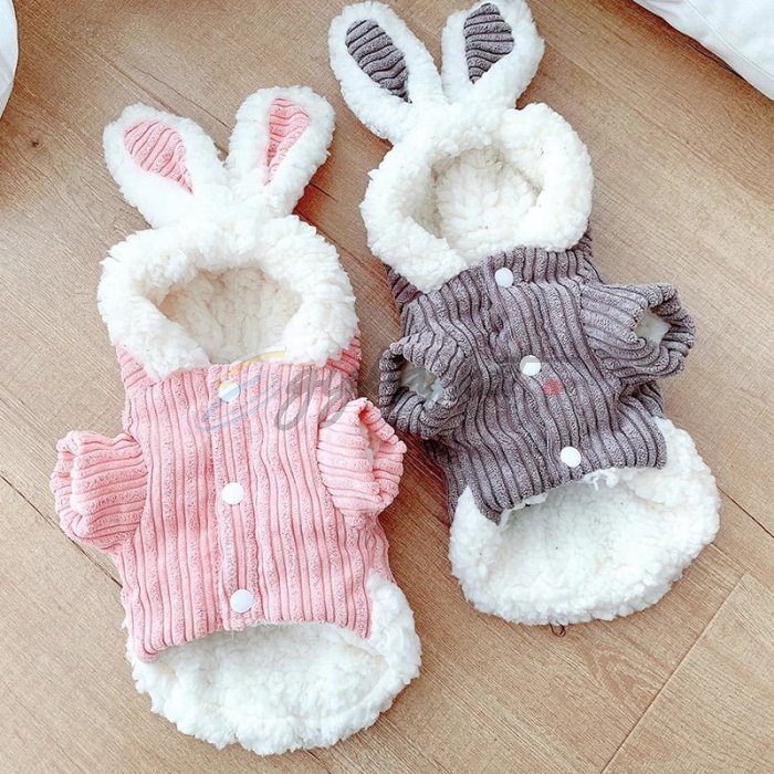 Pink & Gray Fur Bunny Ears Hooded Sweatshirt - Image 2