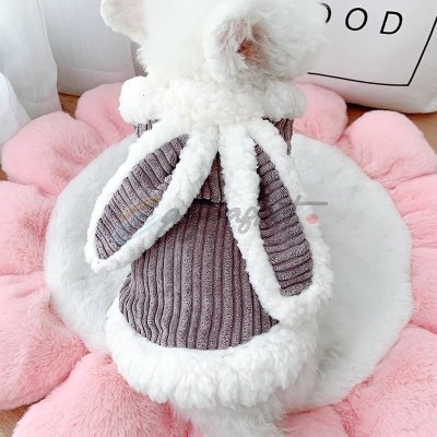 Pink & Gray Fur Bunny Ears Hooded Sweatshirt