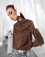 Elegant satin ruffle blouse - Image 3
