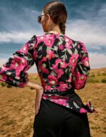 Floral Tie Waist Blouse - Image 4