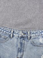 SHEIN Teen Girls Ripped Raw Hem Denim Shorts - Image 8