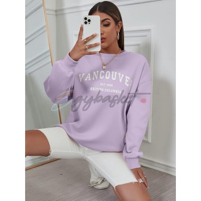 SHEIN DROP SHOULDER LETTER GRAPHIC SWEATSHIRT (Lilac Purple)