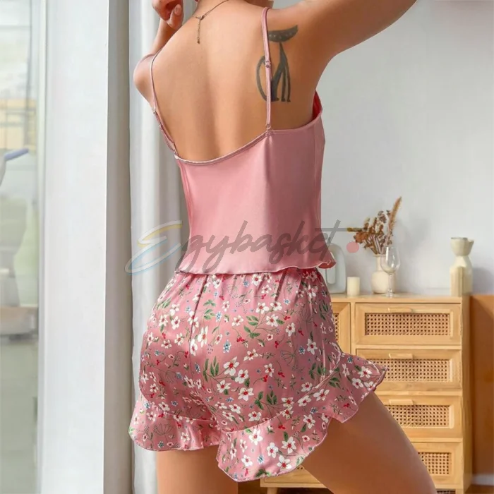 SHEIN Pajama Set Floral Satin - Image 2
