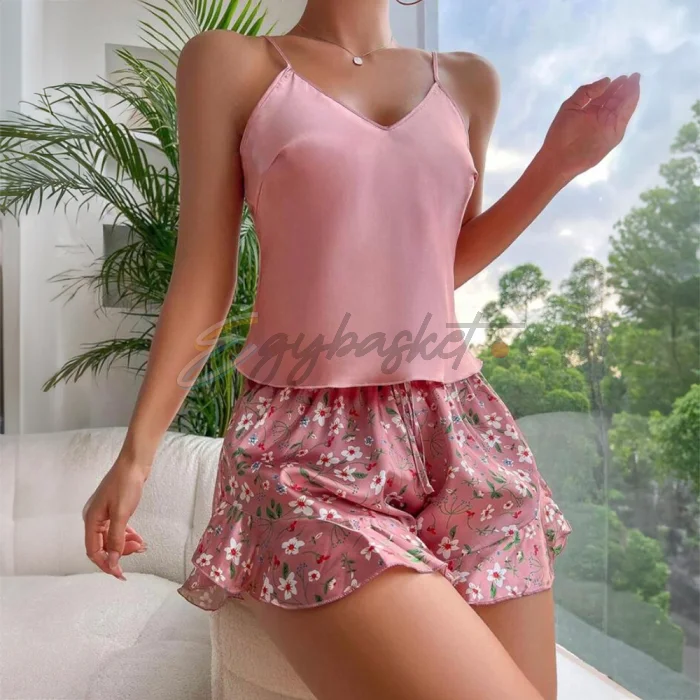 SHEIN Pajama Set Floral Satin - Image 4