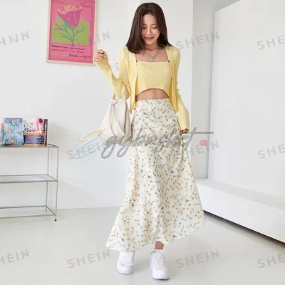DAZY High Waist Floral Print All Over Skirt