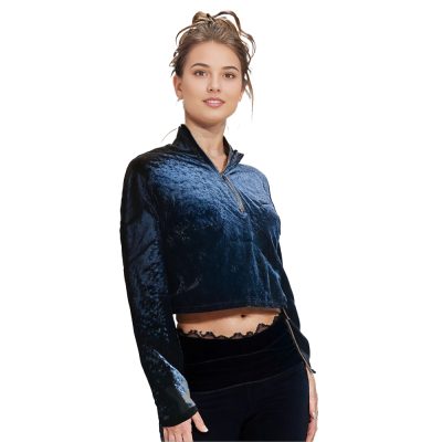 Cropped velvet sweatshirt