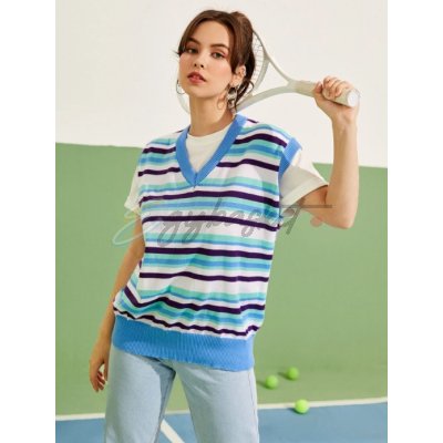 Striped Pattern Sweater Vest Without Tee