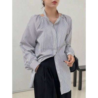 Casual striped long sleeve blouse