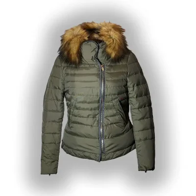 Women's Winter Puffer Jacket with Faux Fur Collar