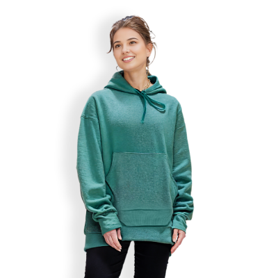 Solid Green Hoodie with Drawstring Detail