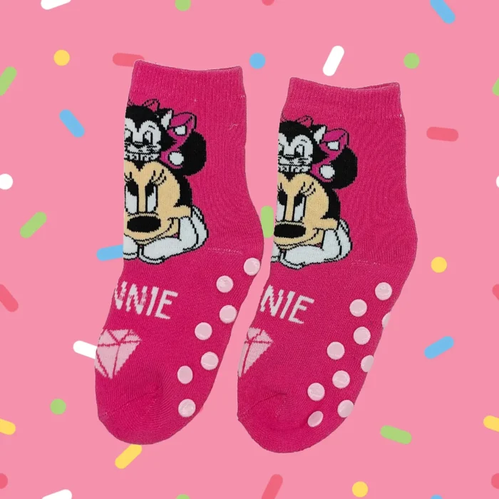 Disney Minnie Mouse girls slipper socks with rubber floor grips - Image 1