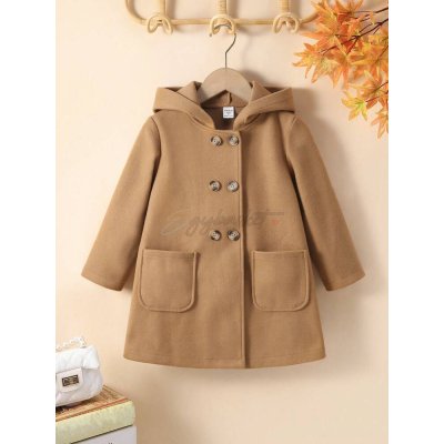 SHEIN Khaki Wool Coat Hoodie