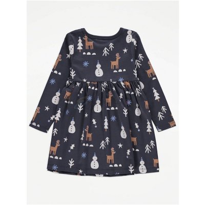Girls Printed Christmas Santa Dresses