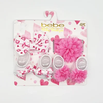Bebe Baby Boutique 4-Piece Newborn Accessory Set – Pink
