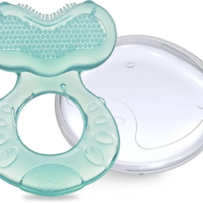 Nuby Silicone Teethe-EEZ Teether with Bristles, Includes Hygienic Case, Aqua - Image 4