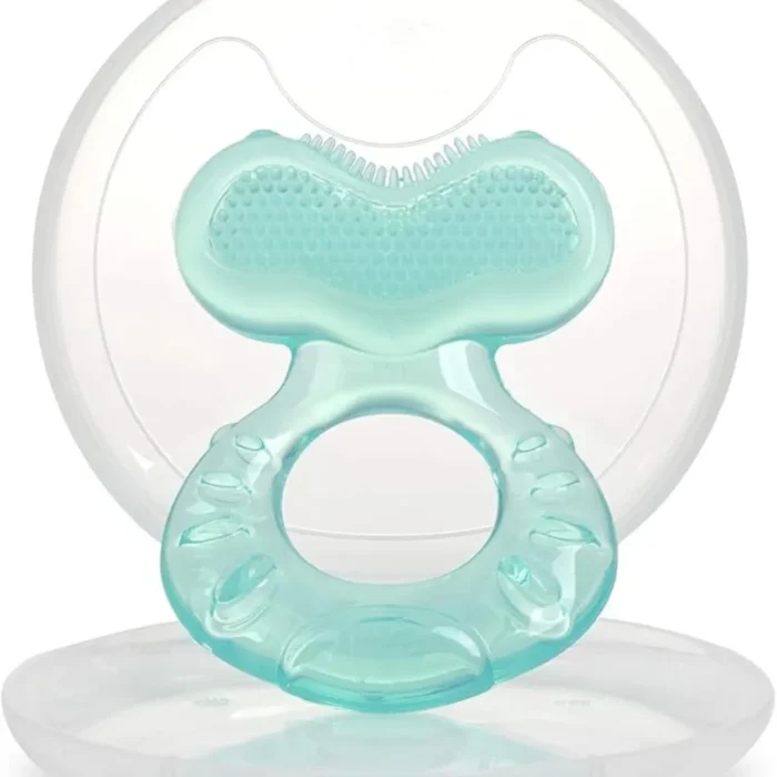 Nuby Silicone Teethe-EEZ Teether with Bristles, Includes Hygienic Case, Aqua - Image 2
