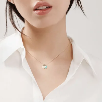 Tiffany & Co Mint Green Mini Heart Pendant in Sterling Silver
