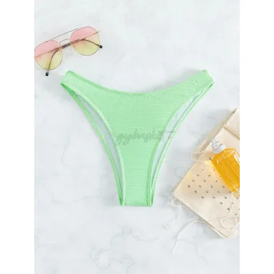 SHEIN Swim Summer Beach Plain High Cut Bikini Bottom only