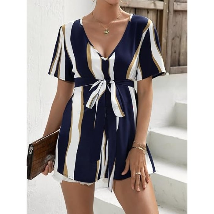 Striped V-Neck Maternity Top