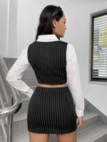 SHEIN Button Front Cropped Top & Tight Skirt Set - Image 3