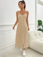 SHEIN Women’s Button linen Dress - Image 2