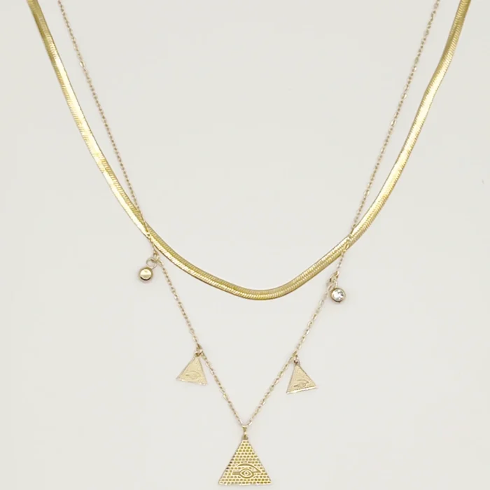 NEFERU Third Eye Layers – Gold Multi-Strand Necklace - Image 1