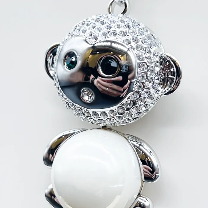 NEFERU Crystal Monkey Pop – Silver Spark Pendant - Image 2