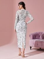 White Floral Print Bodycon Dress - Image 2