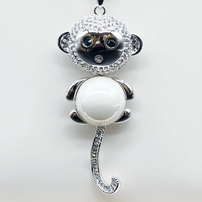 NEFERU Crystal Monkey Pop – Silver Spark Pendant - Image 3