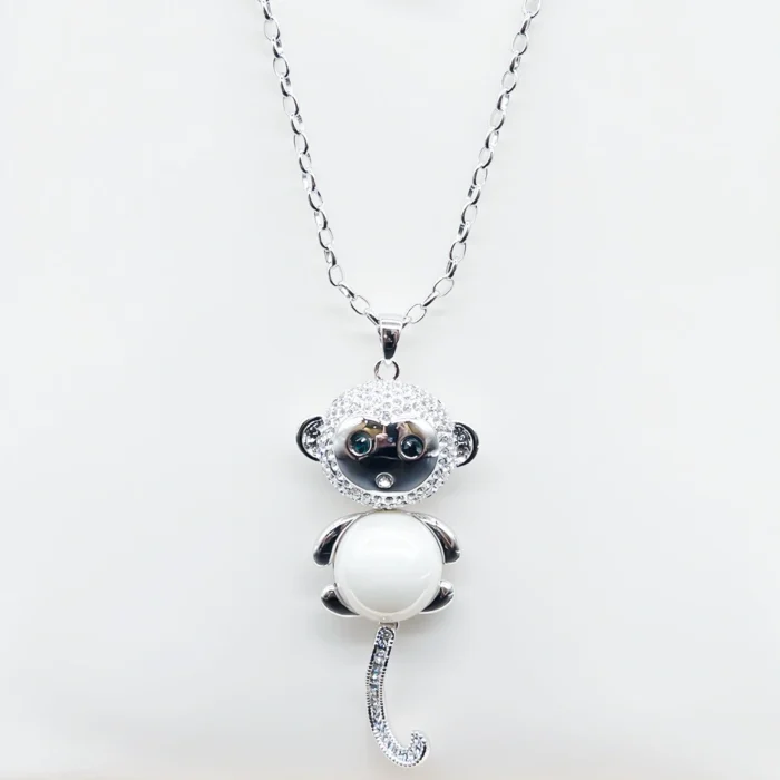 NEFERU Crystal Monkey Pop – Silver Spark Pendant - Image 1