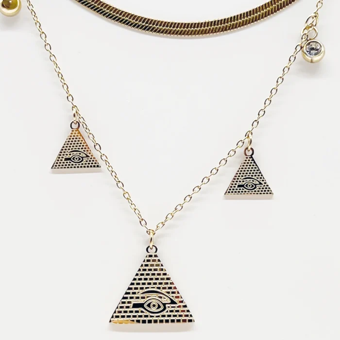 NEFERU Third Eye Layers – Gold Multi-Strand Necklace - Image 4