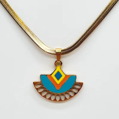 NEFERU Boho Geo Pendant – Gold Stainless Steel
