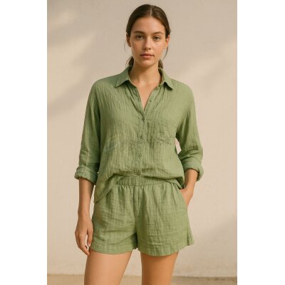 SHEIN Shirt & Shorts Set – Sage Green