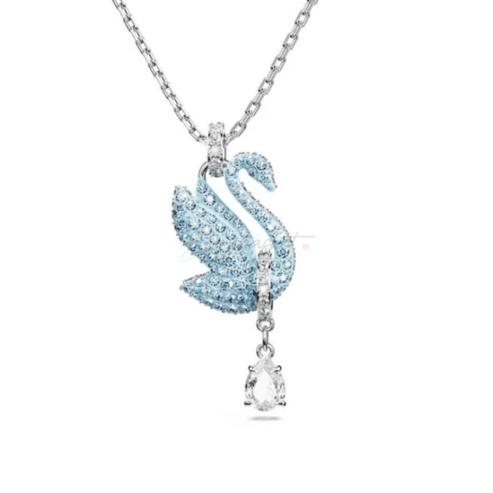 Swarovski Swan, Blue, Rhodium plated - Image 3