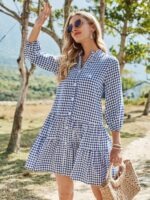 Shein VCAY Gingham Ruffle Hem Dress - Image 4