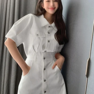 Shein DAZY Puff Sleeve Shirt Dress