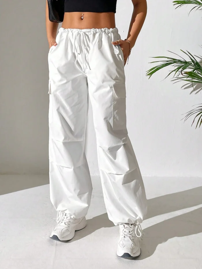 SHEIN Petite White Parachute Cargo Pants - Image 2