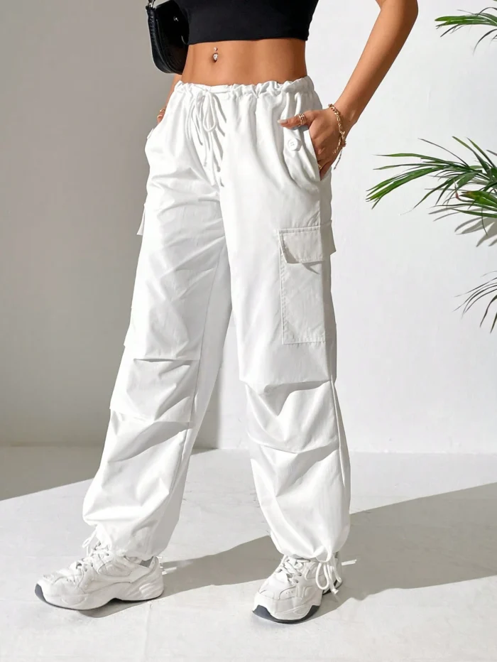 SHEIN Petite White Parachute Cargo Pants - Image 5