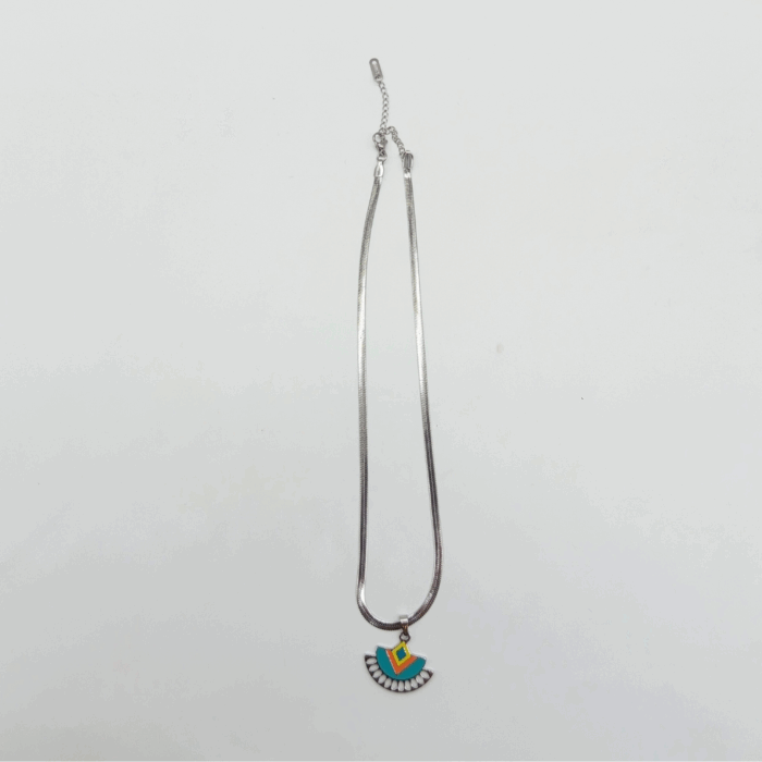 NEFERU Boho Geo Pendant – Silver Stainless Steel - Image 2