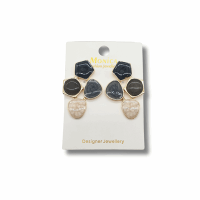 NEFERU Dark Neutral Stone Fashion Earrings