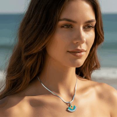 NEFERU Boho Geo Pendant – Silver Stainless Steel