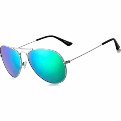 Ray-Ban Aviator Sunglasses – Silver Frame with Green Mirrored Lenses