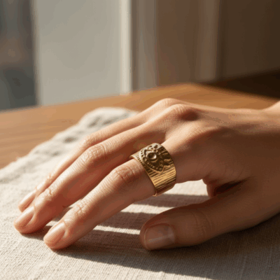 NEFERU Chunky Gold Evil Eye Ring